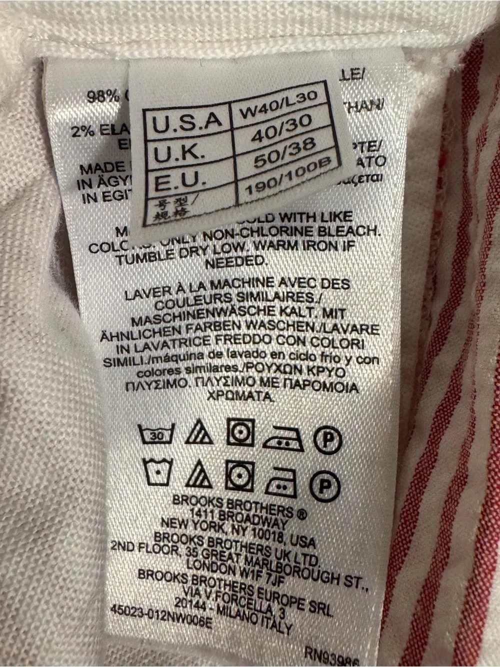 Brooks Brothers Milano Fit Seersucker Pants Men’s 40x30 Red White Stripe